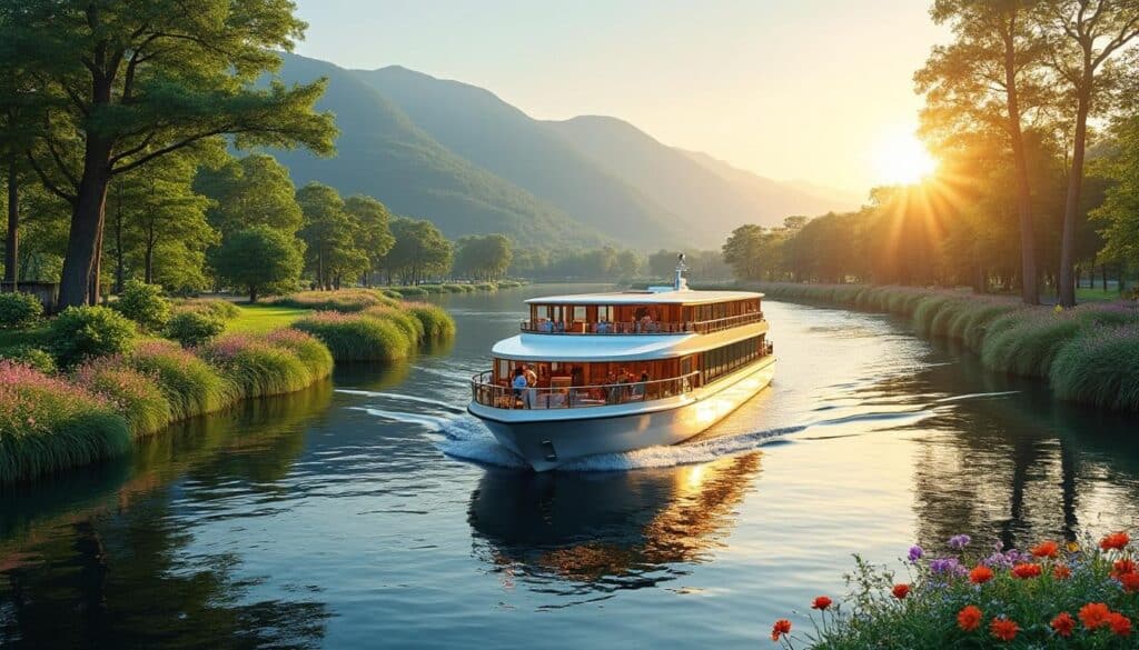 découvrez les croisières fluviales, un mode de voyage paisible et original idéal pour explorer de magnifiques paysages, profiter du calme des rivières et vivre une expérience unique au fil de l'eau.