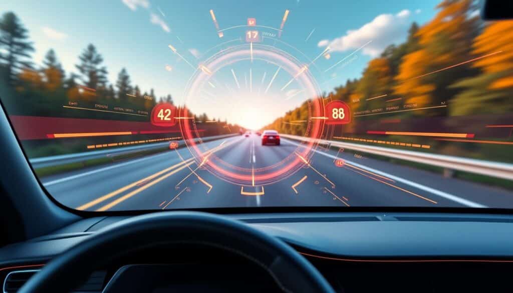 découvrez comment l’affichage tête haute projette les alertes de sécurité directement sur le pare-brise pour une conduite plus sûre et concentrée.